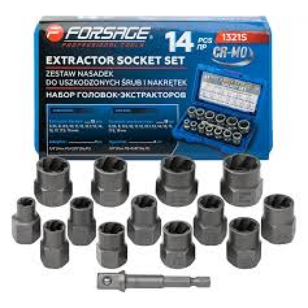 Набор головок-экстракторов для поврежденных болтов/гаек 14пр. F-1321S 65729