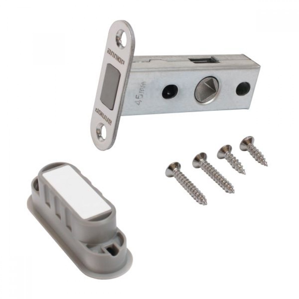 Защелка дверная магнитная Аллюр АРТ L45-8M-R18 CP  хром овал.планка 16713