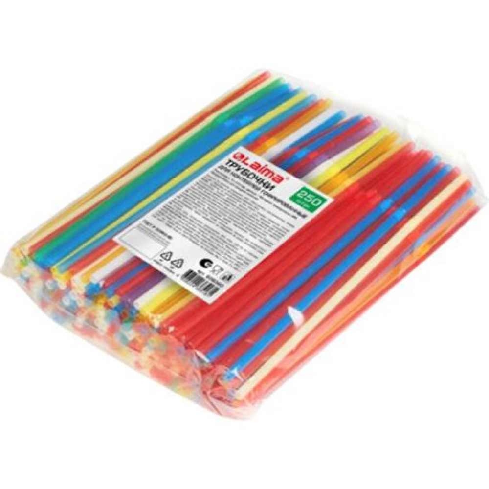 Трубочки для коктейля с гофр цветные 250 шт Трубочки для коктейля с гофр цветные 250 шт