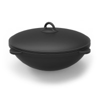 Казан чугунный 12л с плоским дном с крышкой