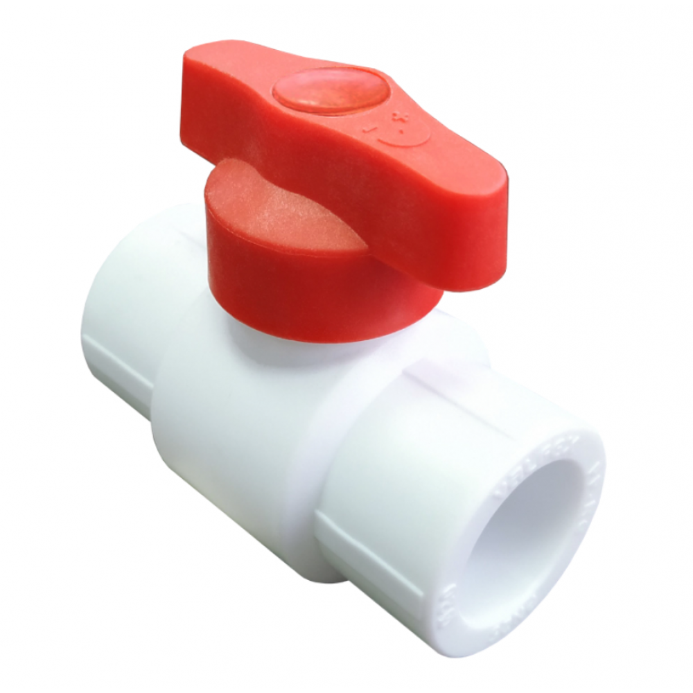 ППР Кран шаровый 25 белый стандартнопроходной с красной ручкой (60/15) Valfex 20255025R