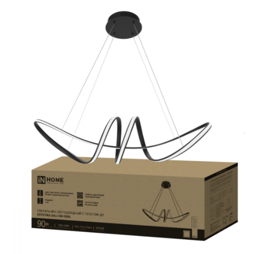 Светильник ESTETIKA DALI-SM90BL 90Вт 230В 3000-6500K 760х210x210мм 1.2м трос ДУ черный