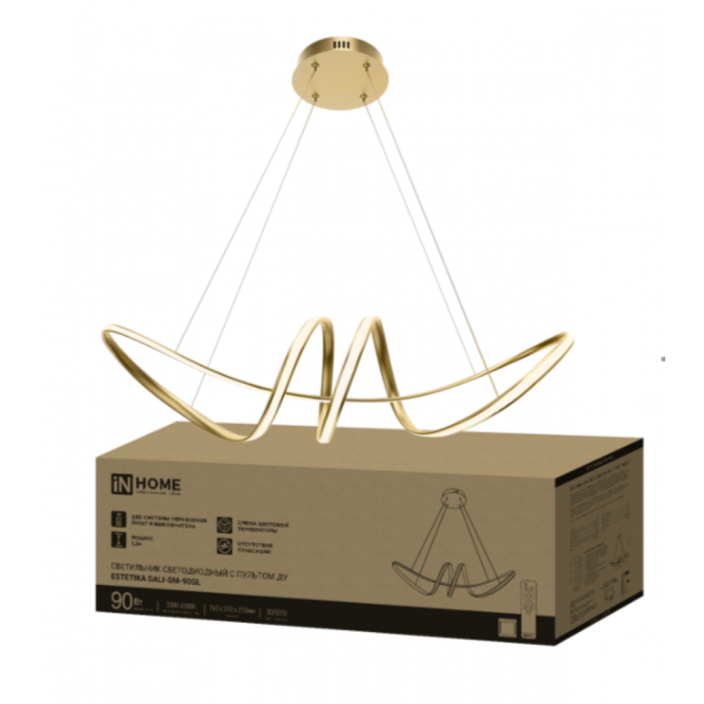 Светильник ESTETIKA DALI-SM90GL 90Вт 230В 3000-6500K 760х210x210мм 1.2м трос ДУ золото