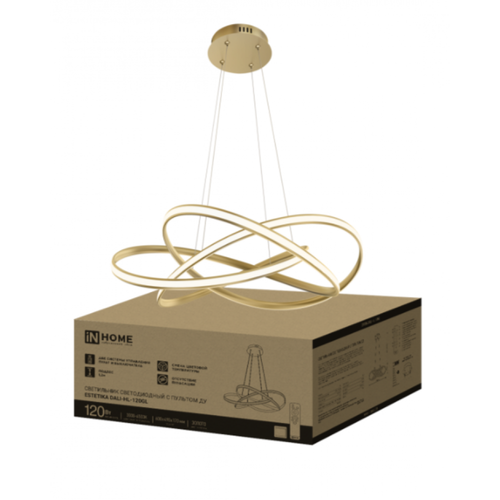 Светильник ESTETIKA DALI-HL120GL 120Вт 230В 3000-6500K 600х490x170мм 1.2м трос ДУ золото