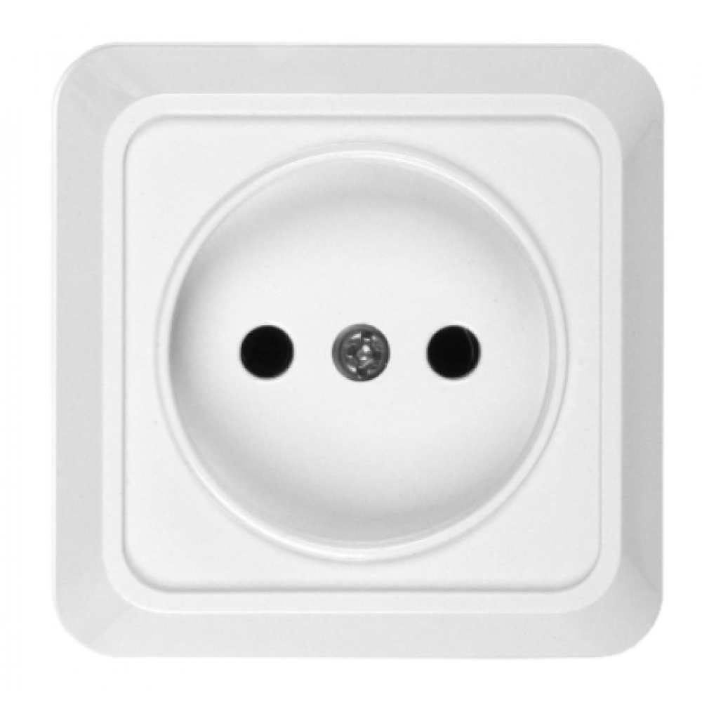 Розетка 2П открытой установки IP20 10А 250В (керамика) белая  "Альфа" General, 477006