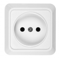 Розетка 2П открытой установки IP20 10А 250В (керамика) белая "Альфа" General, 477006