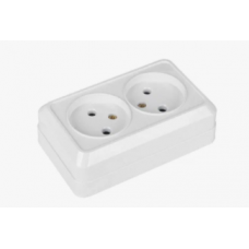Розетка двойная 2П открытой установки IP20 10А 250В (керамика) белая "Альфа" General, 477008 Розетка двойная 2П открытой установки IP20 10А 250В (керамика) белая "Альфа" General, 477008