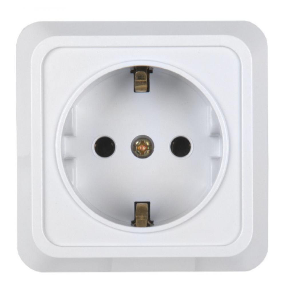 Розетка 2П+3 открытой установки IP20 16А 250В (керамика) белая "Альфа" General 477007 Розетка 2П+3 открытой установки IP20 16А 250В (керамика) белая "Альфа" General 477007