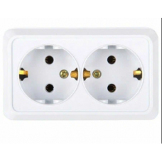 Розетка двойная 2П+3 открытой установки IP20 16А 250В (керамика) белая "Альфа" General 477009 Розетка двойная 2П+3 открытой установки IP20 16А 250В (керамика) белая "Альфа" General 477009