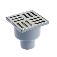 Трап 50мм 100*100 мм вертикальный корпус пластик решетка металл с сухим затвором ХХХ