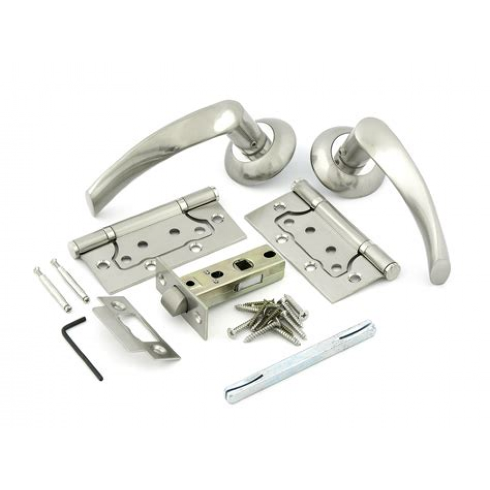 Комплект для двери FZ SET 03-С 100 2Н SN ручка+защелка мат.никель 113432