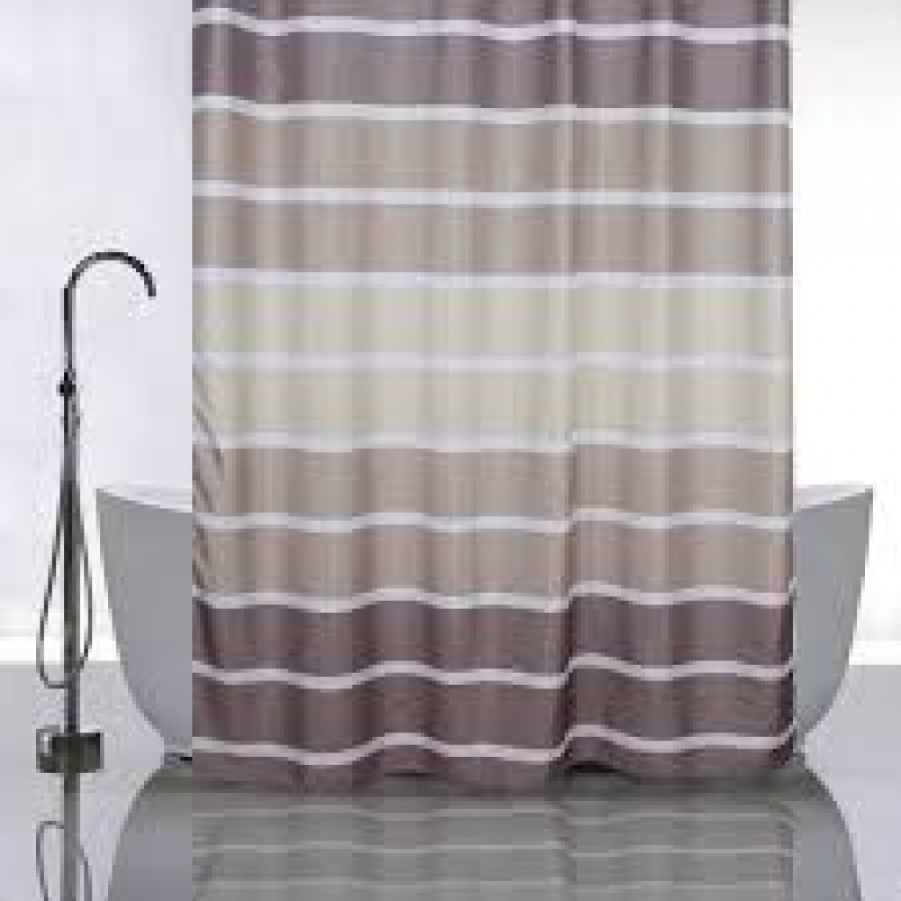 Шторка для ванной 180*180 коричневые полоски 01-03