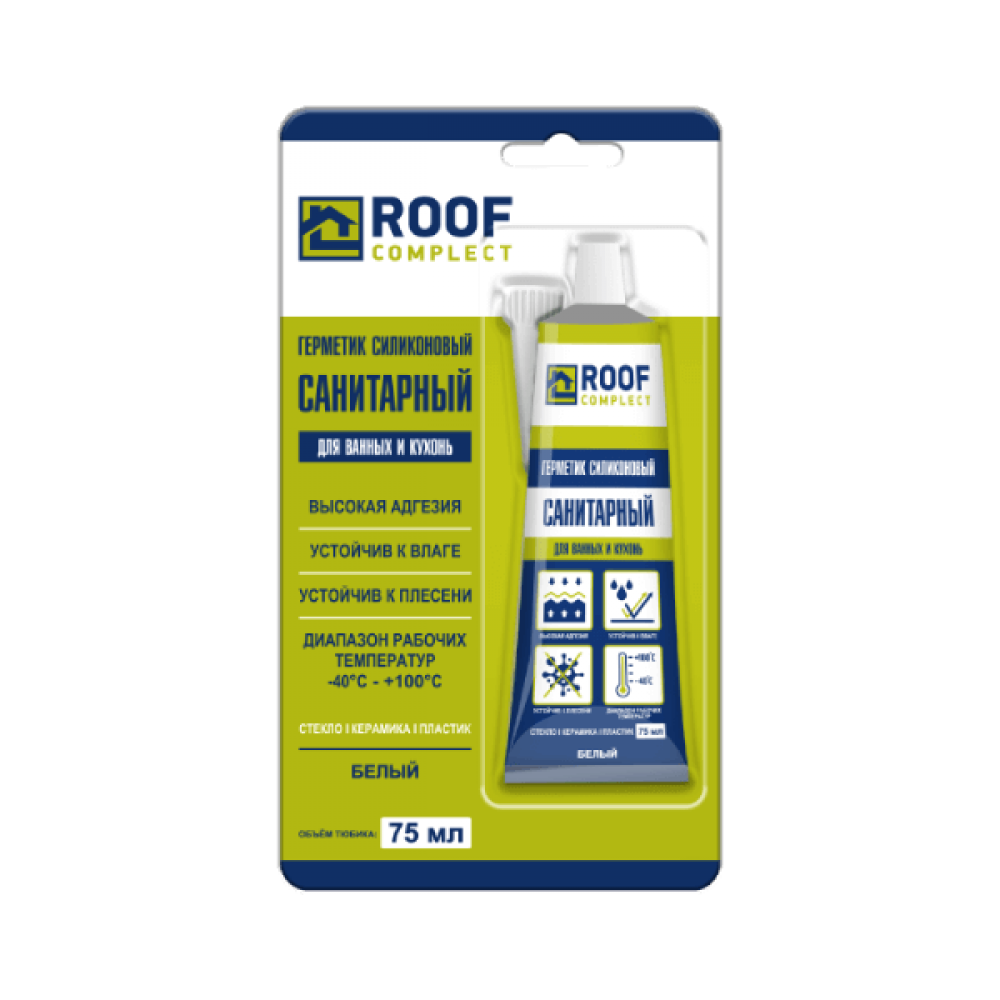 Герметик силиконовый санитарный бесцветный Roof Cоmplect 75мл. 429216
