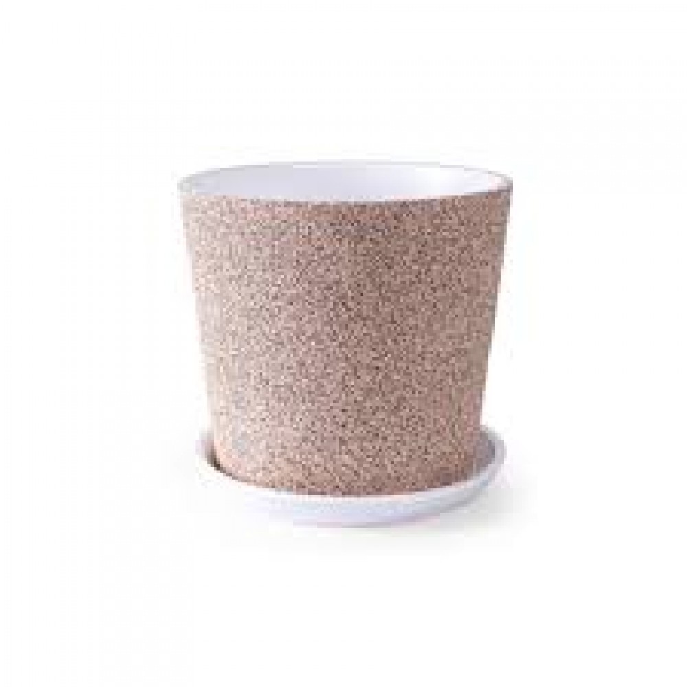 Кашпо керамическое Флок бежевый №5 д22 низкий конус