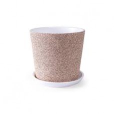 Кашпо керамическое Флок бежевый №5 д22 низкий конус