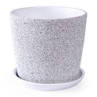 Кашпо керамическое Флок серый №5 д22 низкий конус