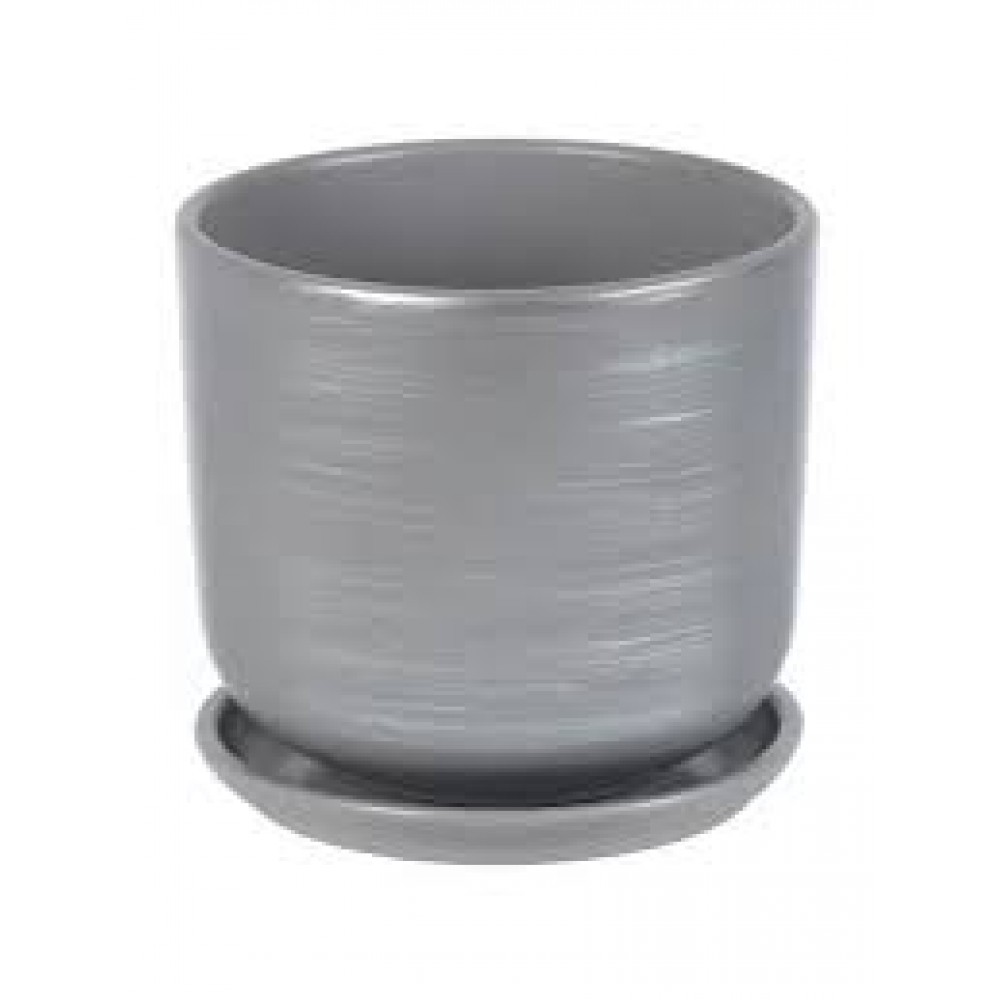 Кашпо керамическое Галактика серый №3 д15 цилиндр Кашпо керамическое Галактика серый №3 д15 цилиндр