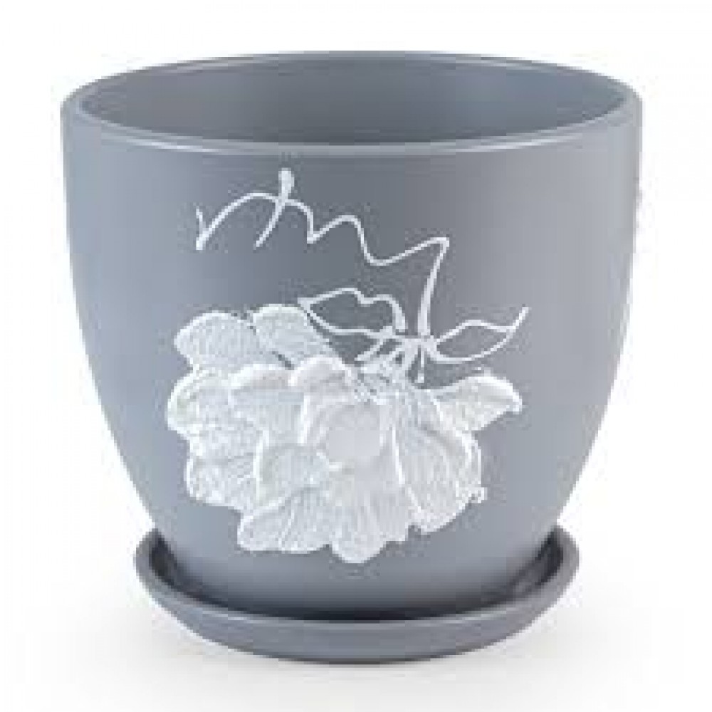 Кашпо керамическое Жаклин серо-белый №4 д18 высокий овал Кашпо керамическое Жаклин серо-белый №4 д18 высокий овал