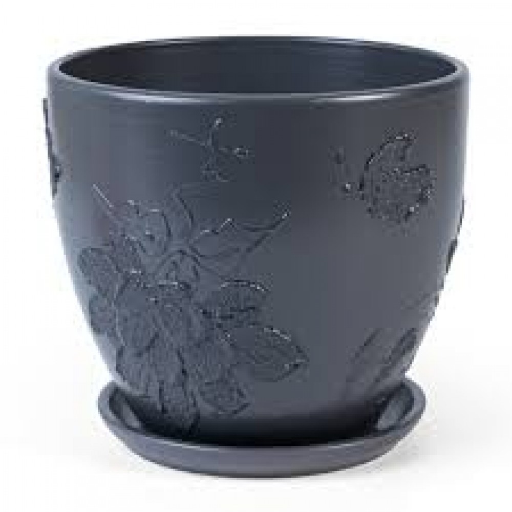 Кашпо керамическое Жаклин графит №4 д18 высокий овал Кашпо керамическое Жаклин графит №4 д18 высокий овал