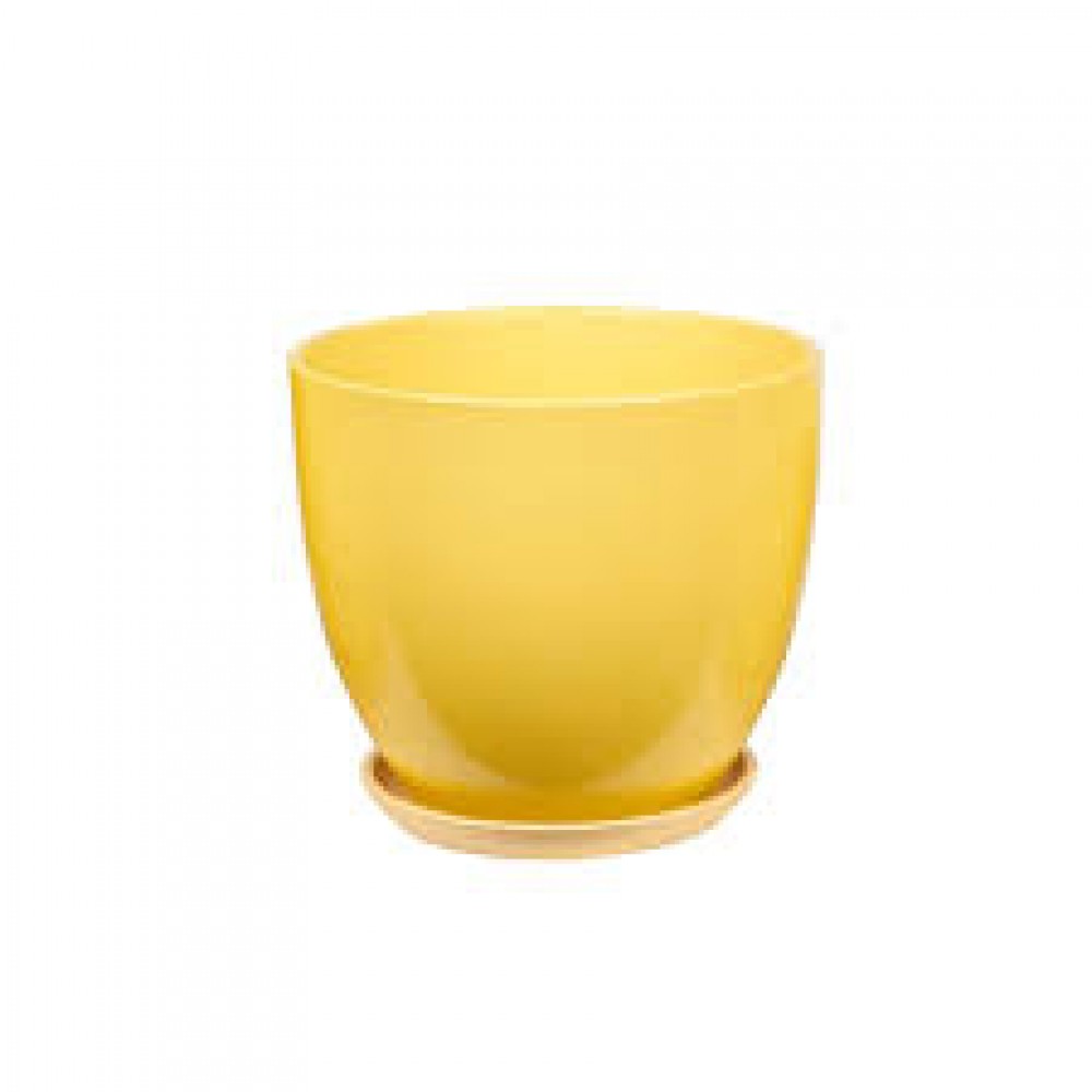 Кашпо керамическое Колор желтый №3 д15 высокий овал Кашпо керамическое Колор желтый №3 д15 высокий овал