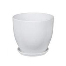 Кашпо керамическое Колор белый №3 д15 высокий овал