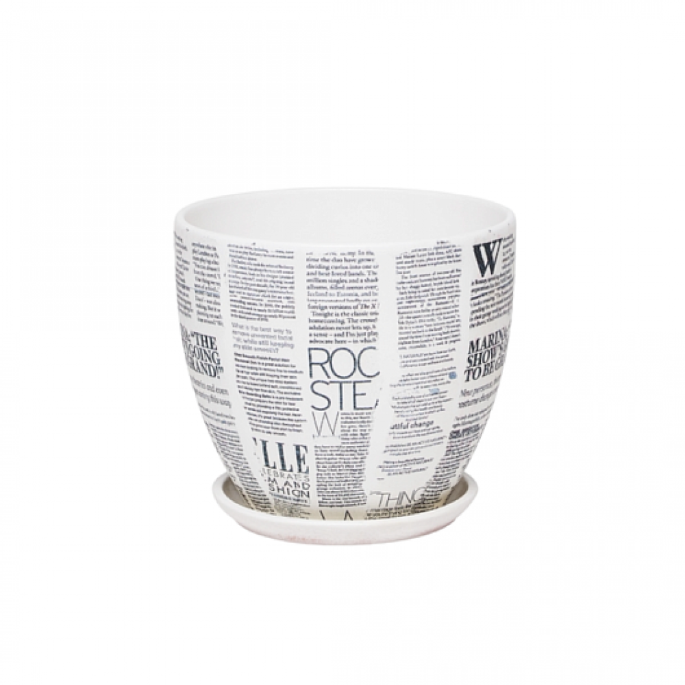 Кашпо керамическое Газета №3 д15 высокий овал Кашпо керамическое Газета №3 д15 высокий овал