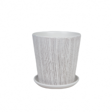 Кашпо керамическое Меланж белый №7 д32 высокий овал