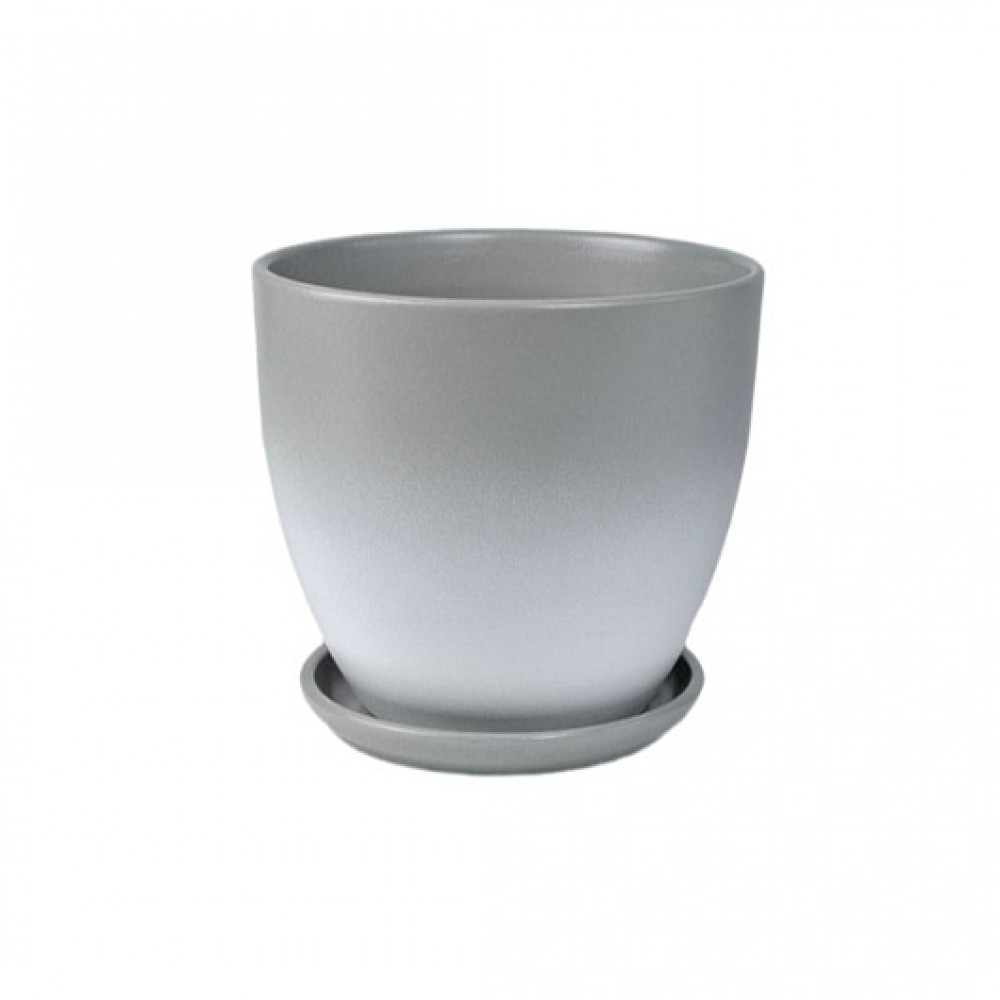 Кашпо керамическое Туман серый №2 д12 высокий овал Кашпо керамическое Туман серый №2 д12 высокий овал