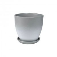 Кашпо керамическое Туман серый №2 д12 высокий овал