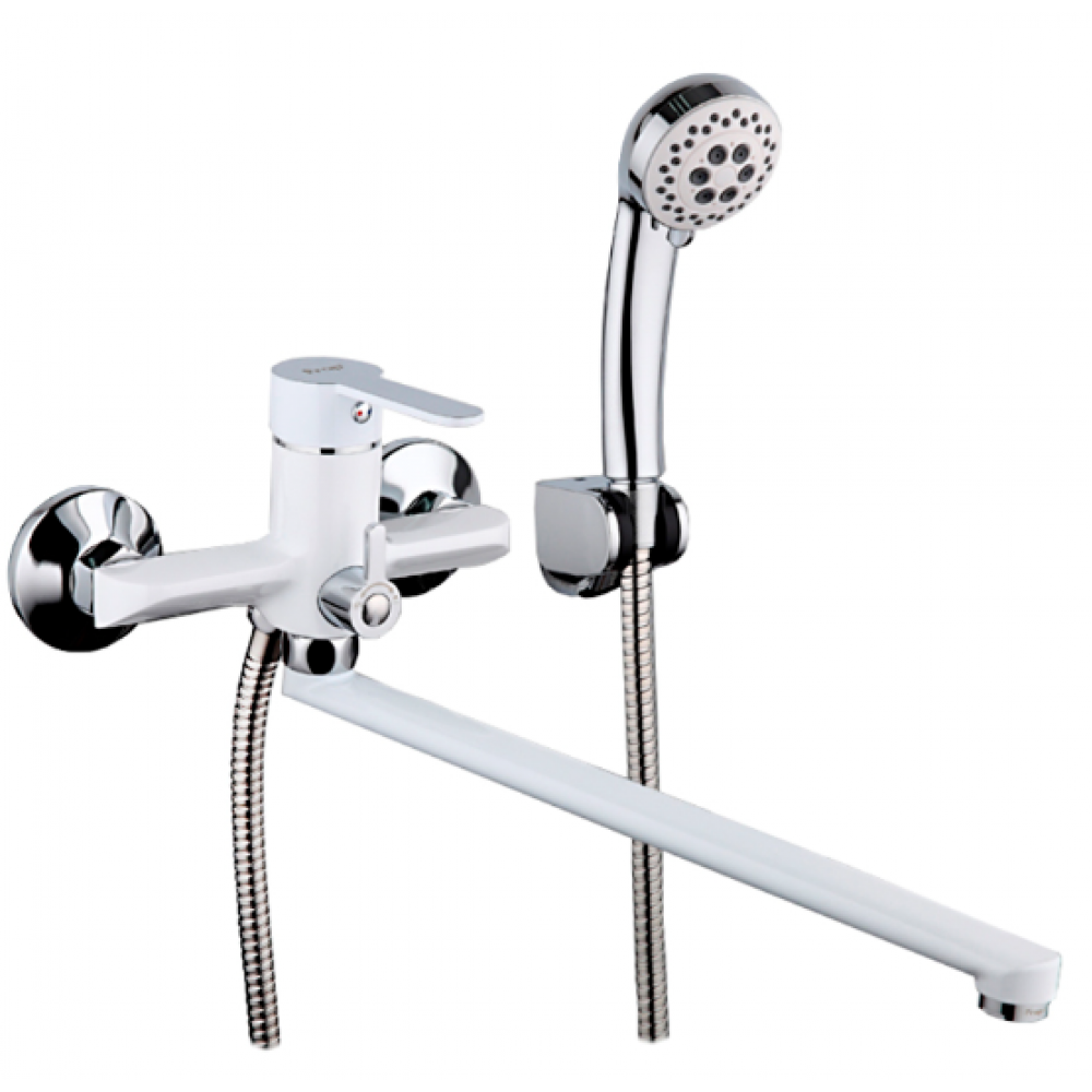 Смеситель для ванны поворотный дивертор латунь белый Ф35мм Frap F2241