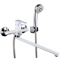 Смеситель для ванны поворотный дивертор латунь белый Ф35мм Frap F2241