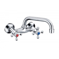 Смеситель для кухни пристенный силумин с маховиками Frap F4708