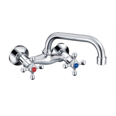 Смеситель для кухни пристенный силумин с маховиками Frap F4708