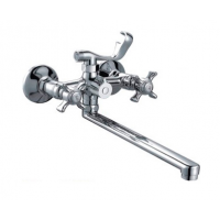 Смеситель для ванны поворотный дивертор латунь с маховиками Frap F2224