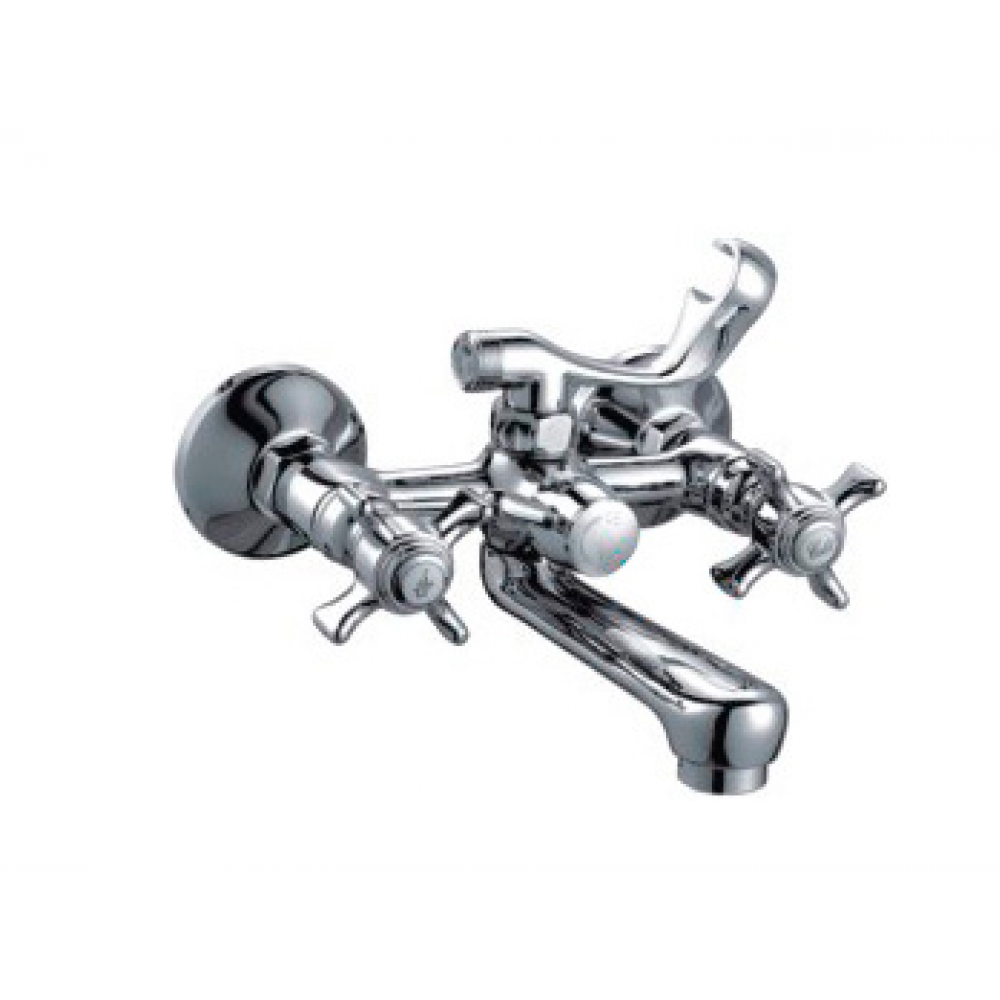 Смеситель для ванны кор нос поворотный дивертор латунь с маховиками Frap F3024