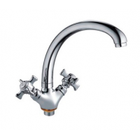 Смеситель для кухни боковой на гайке силумин с маховиками Frap F4224