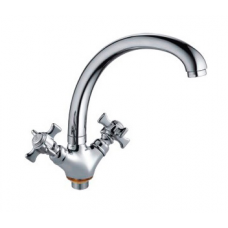 Смеситель для кухни боковой на гайке силумин с маховиками Frap F4224