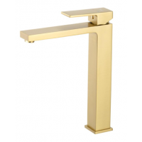 Смеситель для раковины высокий латунь сатин золотой Ф35мм Frap F1091-23
