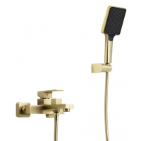 Смеситель для ванны кор нос поворотный дивертор латунь сатин золото Ф35мм Frap F3291-23