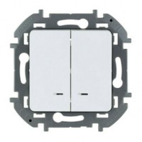 Выключатель 2кл. скрытой установки без рамки с подсветкой белый INSPIRIA 673630