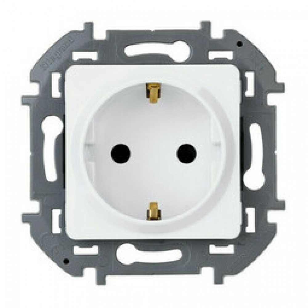 Розетка 1-я с/з скрытой установки белый шуко без рамки INSPIRIA 673720 Розетка 1-я с/з скрытой установки белый шуко без рамки INSPIRIA 673720