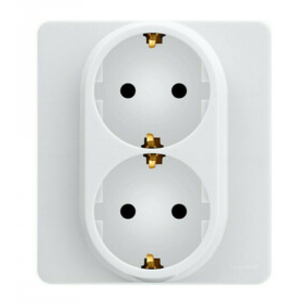 Розетка 2-я с/з скрытой установки белый шуко без рамки INSPIRIA 673750 Розетка 2-я с/з скрытой установки белый шуко без рамки INSPIRIA 673750