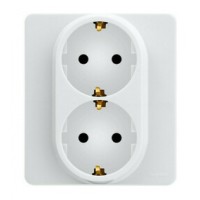 Розетка 2-я с/з скрытой установки белый шуко без рамки INSPIRIA 673750