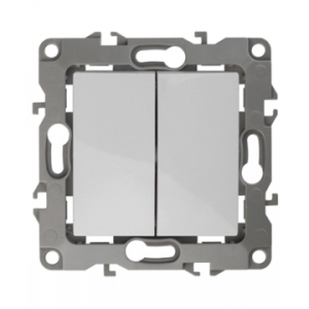 Выключатель 2кл. скрытой установки без рамки/лапок белый ЭРА 12-1004-01