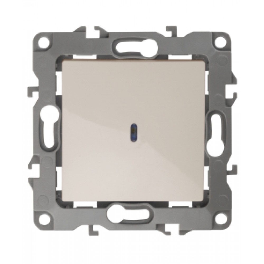 Выключатель 1кл. скрытой установки с подсветкой без рамки/лапок сл. кость ЭРА 12-1102-02