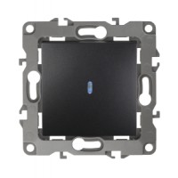 Выключатель 1кл. скрытой установки с подсветкой без рамки/лапок антрацит ЭРА 12-1102-05
