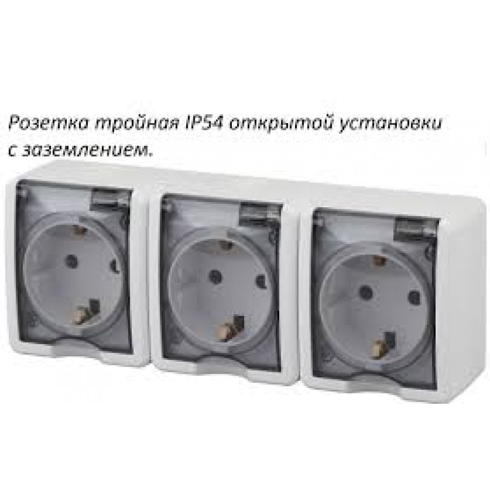 Розетка 3-я с/з открытой установки IP54 16А, с проз. крышкой Dita Розетка 3-я с/з открытой установки IP54 16А, с проз. крышкой Dita