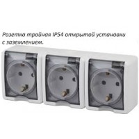Розетка 3-я с/з открытой установки IP54 16А, с проз. крышкой Dita