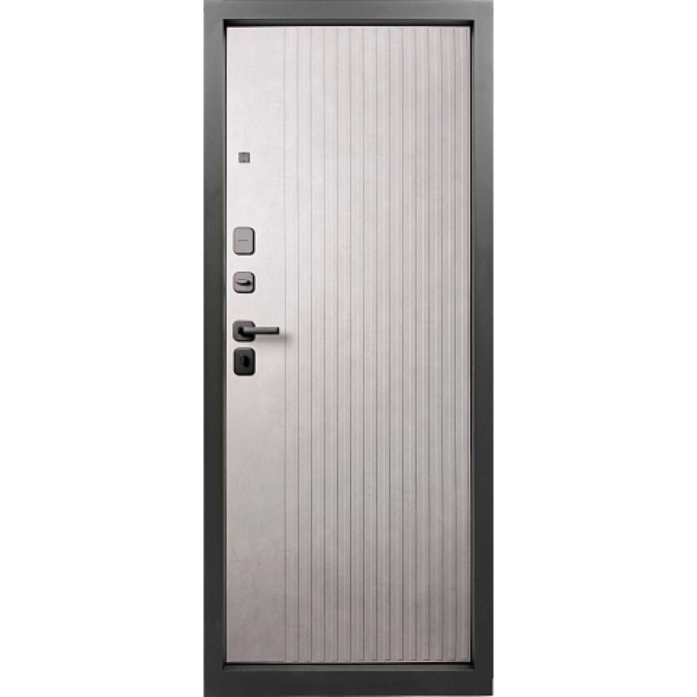 Дверь метал. РОНА Бет графит Бетон снежный чёрный муар 2050*860 левая