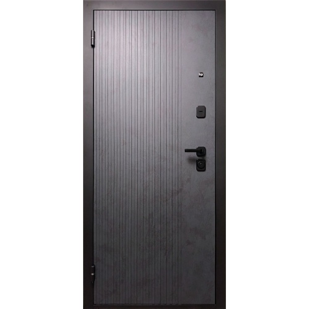 Дверь метал. РОНА Бет графит Бетон снежный чёрный муар 2050*960 правая